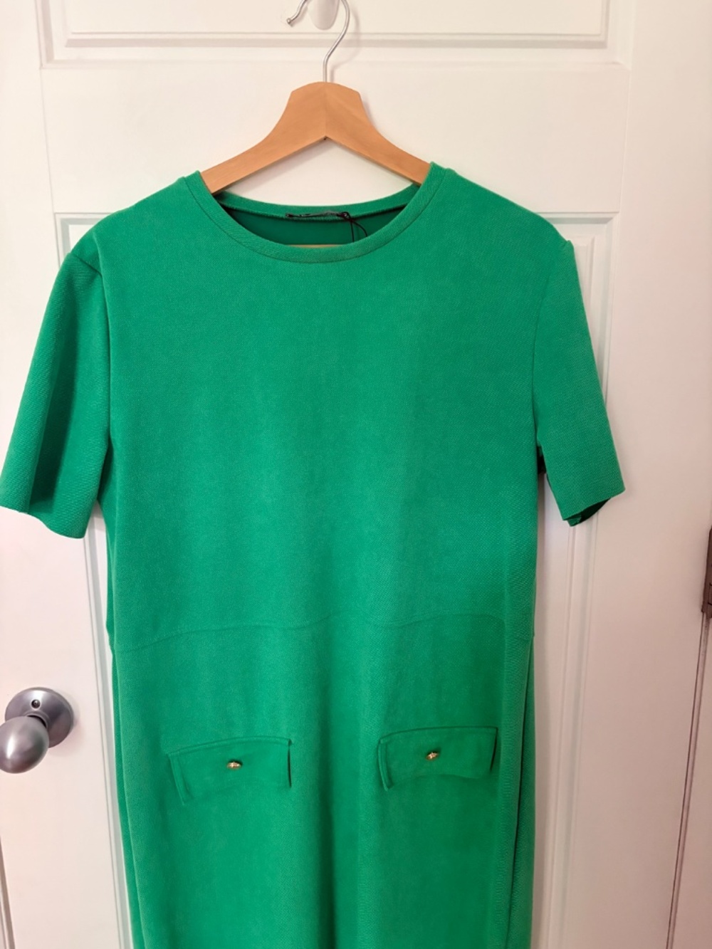 Zara Green Short Sleeve Dress with Pockets Size L NWOT